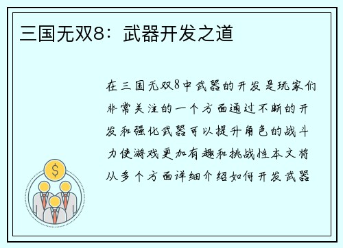 三国无双8：武器开发之道
